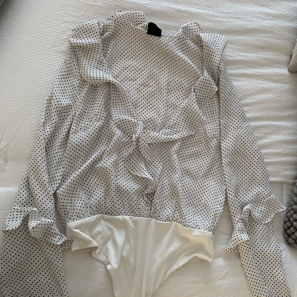 Black and white polkadot bodysuit